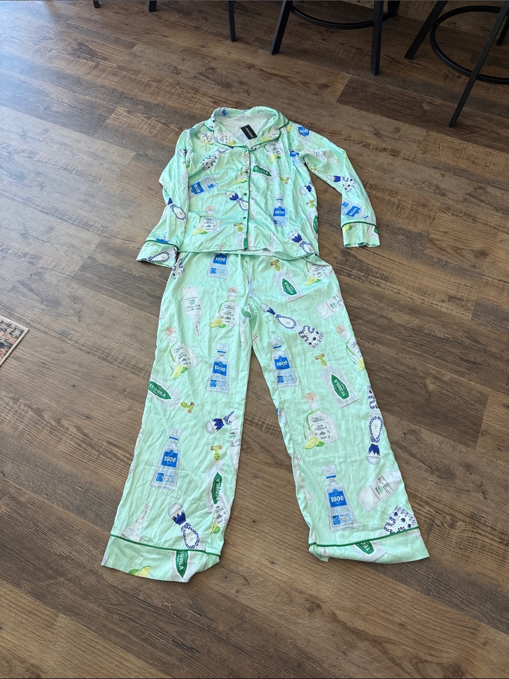 Women’s Green Printed Pajama Set